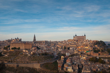 Obraz premium Toledo city panoramic view at sunset, Spain