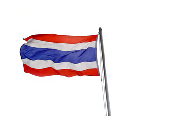 Flag of Thailand waving with blue sky