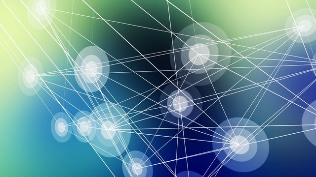 Abstract graphic background of connected blinking dots in motion
