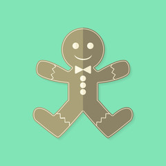 Gingerbread Man Christmas Flat Icon