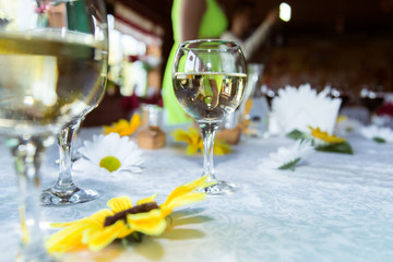 wine in glasses on a table