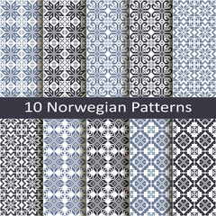 set of ten norwegian patterns