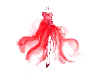 Foto auf Leinwand kunstskizze der schönen jungen frau im dress.fashion-hintergrund © Anna Ismagilova
