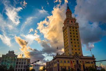 The Freedom Tower at sunset in downtown Miami, Florida. © jonbilous