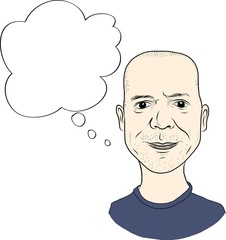 Cartoon style man face avatar with buble