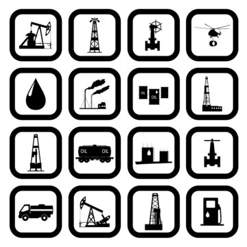 Oil and petroleum icon set.