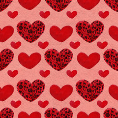 Fototapeta na wymiar watercolor Valentine's day pattern