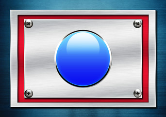 blue shiny button on metallic