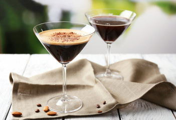 Espresso cocktail served on table