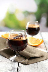 Espresso cocktail served on table