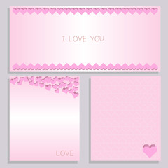 paper heart card pink set
