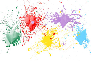 Colorful splashes of paint isolated on white