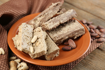 Two kinds of sunflower halva- with cocoa and peanuts