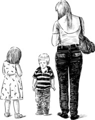 mother with her children