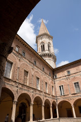 Fototapeta na wymiar San Pietro cloister and the campanile, Perugia, Umbria