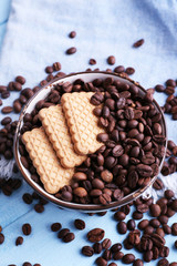 Bowl of shortbread cookies and coffee beans