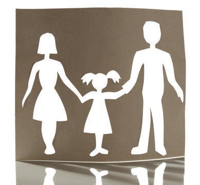 Cutout paper family on white background