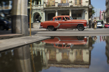 Havana Cuba Vintage Car Street Scene