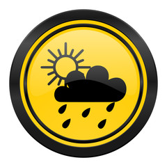 rain icon, yellow logo, waether forecast sign
