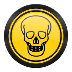 skull icon, yellow logo, death sign