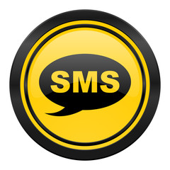 sms icon, yellow logo, message sign