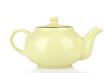 Green teapot isolated on white