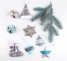 Collection of Christmas objects isolated on white