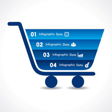 shopping cart info-graphic design stock vector
