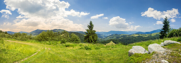 boulders on hillside meadow in mountain © Pellinni