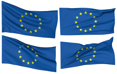 European flag waving on a white background