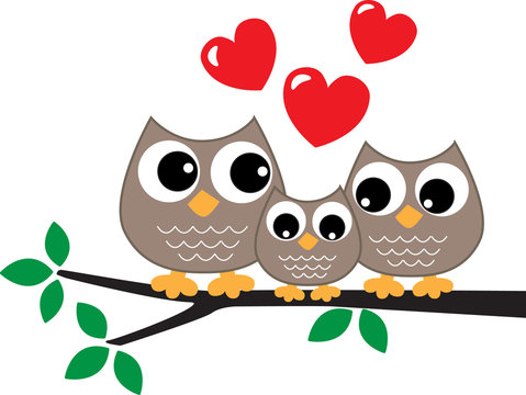 a sweet little owl family