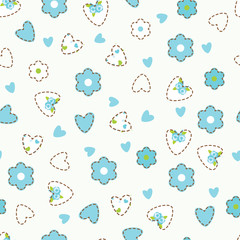 Seamless pattern with hearts and flowers