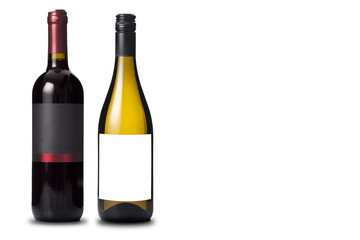 Two wine bottles black and white - 74997204
