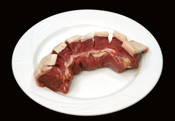 Meat on a white plate