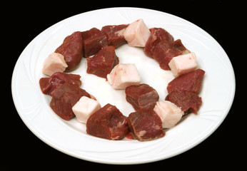 Meat on a white plate