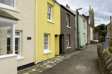 narrow street at Polruan, Cornwall