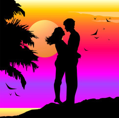 Romantic illustration with lovers