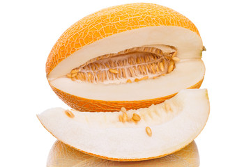 Cut yellow melon close-up