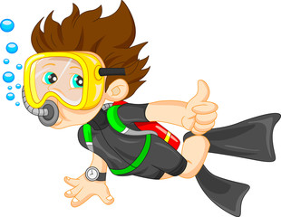 diver boy thumb up