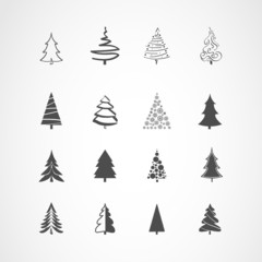 Christmas tree icons set