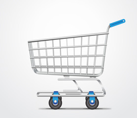 Empty Shopping Cart Trolley Vector in isolated White Background