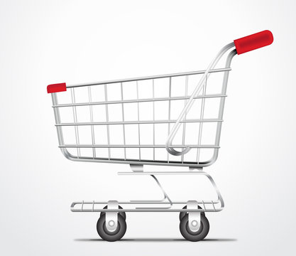 Empty Shopping Cart Trolley Vector in isolated White Background