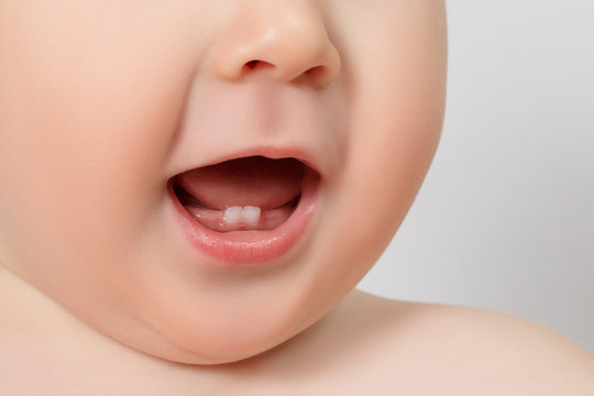 closeup of a Baby teeth