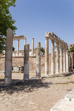 Acropolis of Pergamum, Turkey. Roman columns