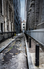 Grungy alley in Philadelphia, Pennsylvania.