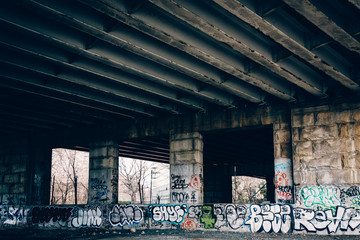 Graffiti under a bridge in Philadelphia, Pennsylvania.