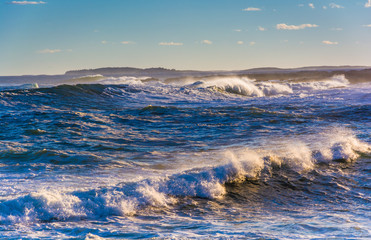 Large waves in the Atlantic Ocean seen from Pemaquid Point, Main