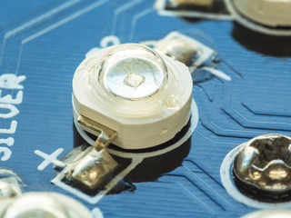 high power LED installed on blue circuit board