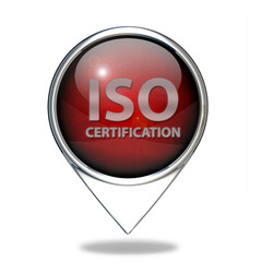 Iso certification pointer icon on white background
