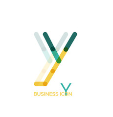 Minimal line font design, letter Y